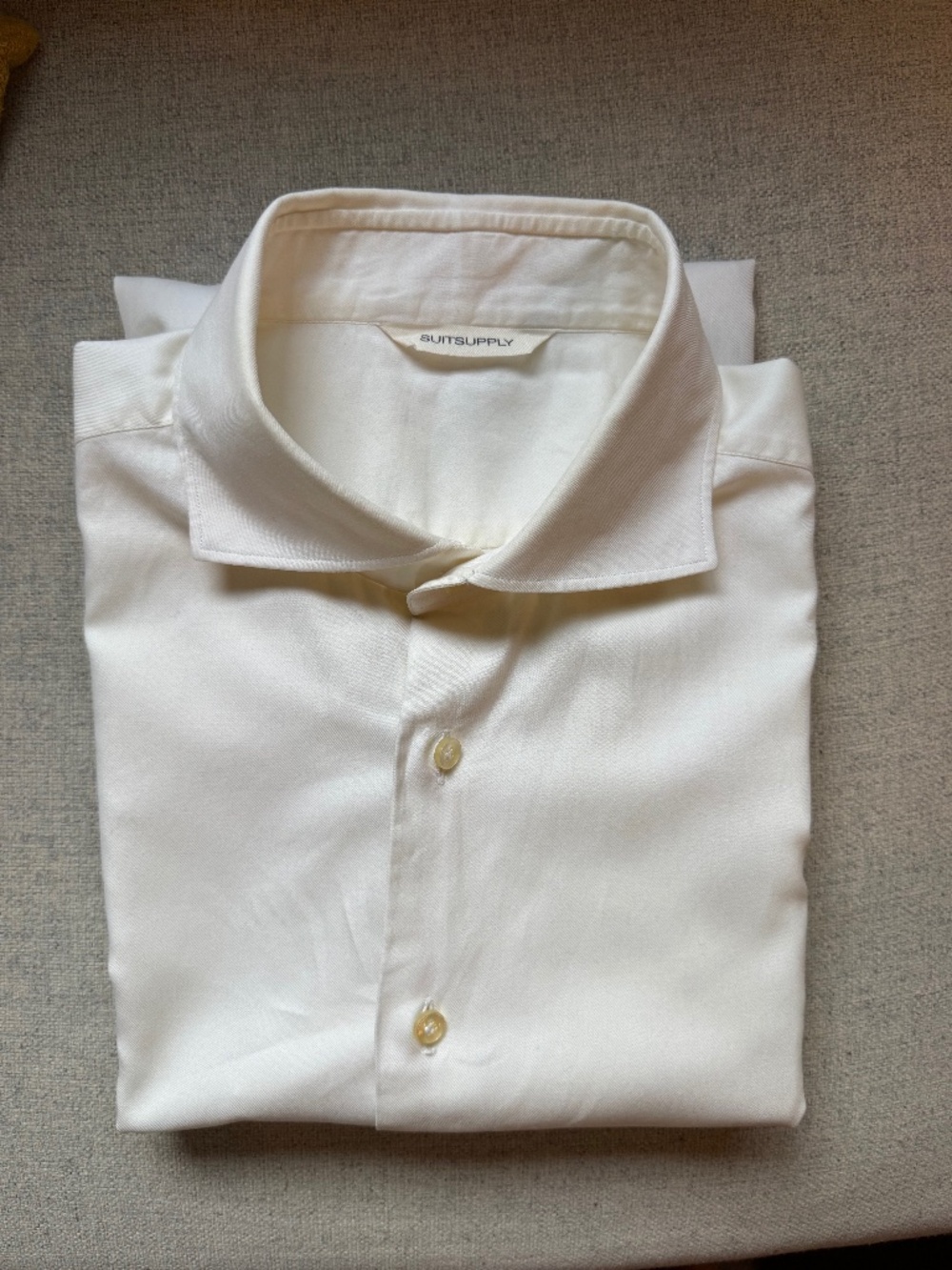 Suitsupply Albini Ivory Cotton Fine Twill Curved Cutaway Shirt 16 35.75